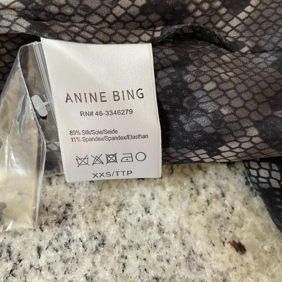 Renee Snake-print Silk Satin Blouse from ANINE BING - Picture 9 of 10